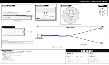 2 Channel Polarization Maintaining Fiber Array (2CH - PMFA)