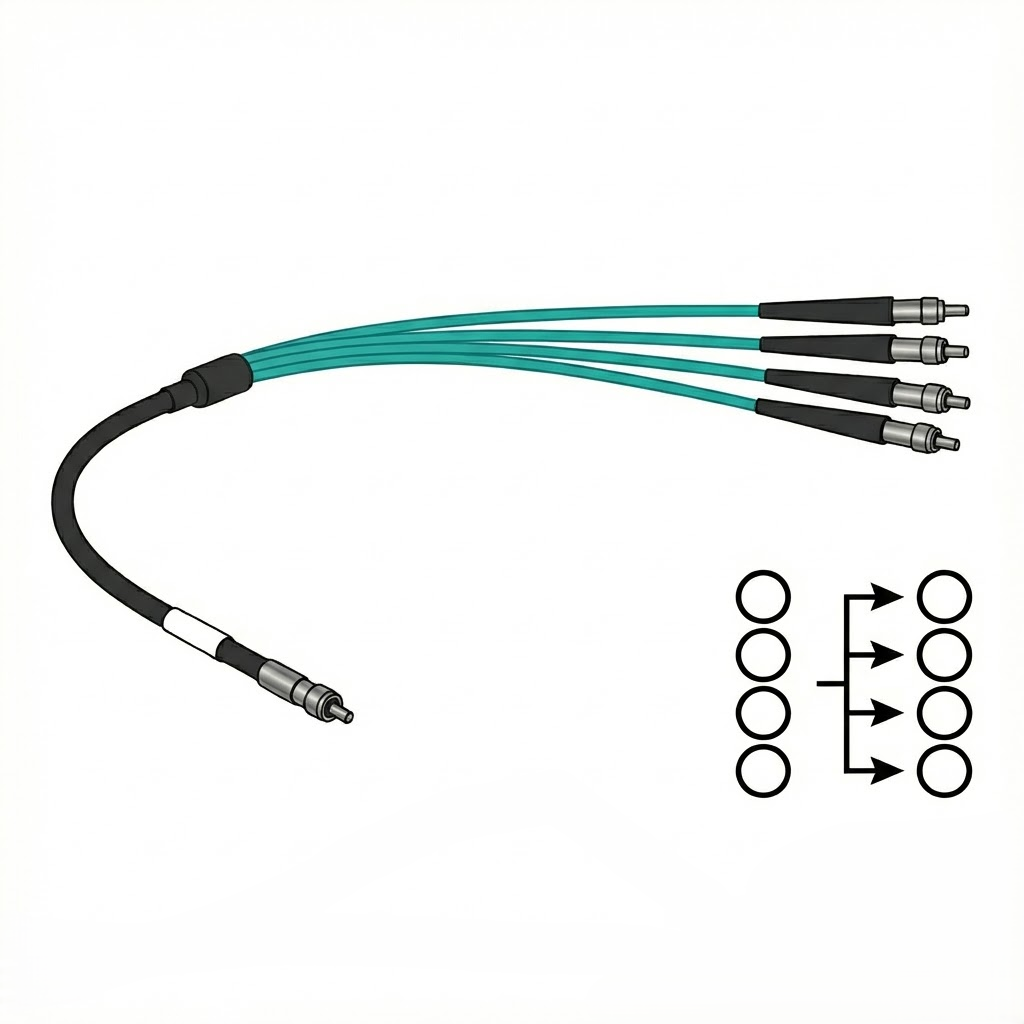 1 to 4 Fan Out, Multimode Fiber Optic Bundle