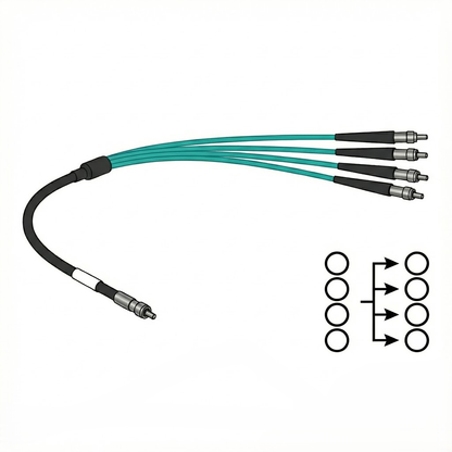 1 to 4 Fan Out, Multimode Fiber Optic Bundle