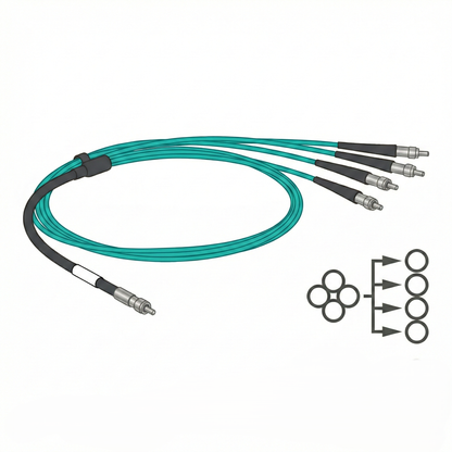 1 to 4 Fan Out, Multimode Fiber Optic Bundle